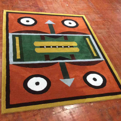 Alfombra de alfombra de logotipo hecha a mano con fondo de tela de algodón y material de superficie acrílico