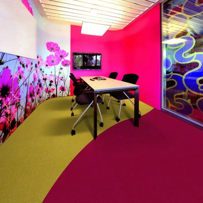Solución de pisos de oficina con patrón de rompecabezas y azulejos de alfombra de nylon de baja altura de pila