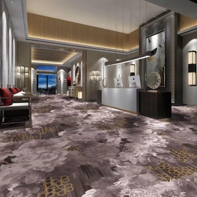 25*4M o soporte Tamaños personalizados Alfombra de piso de hotel de nylon Rectángulo rojo Diseño moderno