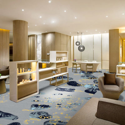 Rectángulo Alfombra Axminster Luxury Hotel piso Impresión de diseño personalizado Alfombra de habitación de hotel para 5 estrellas